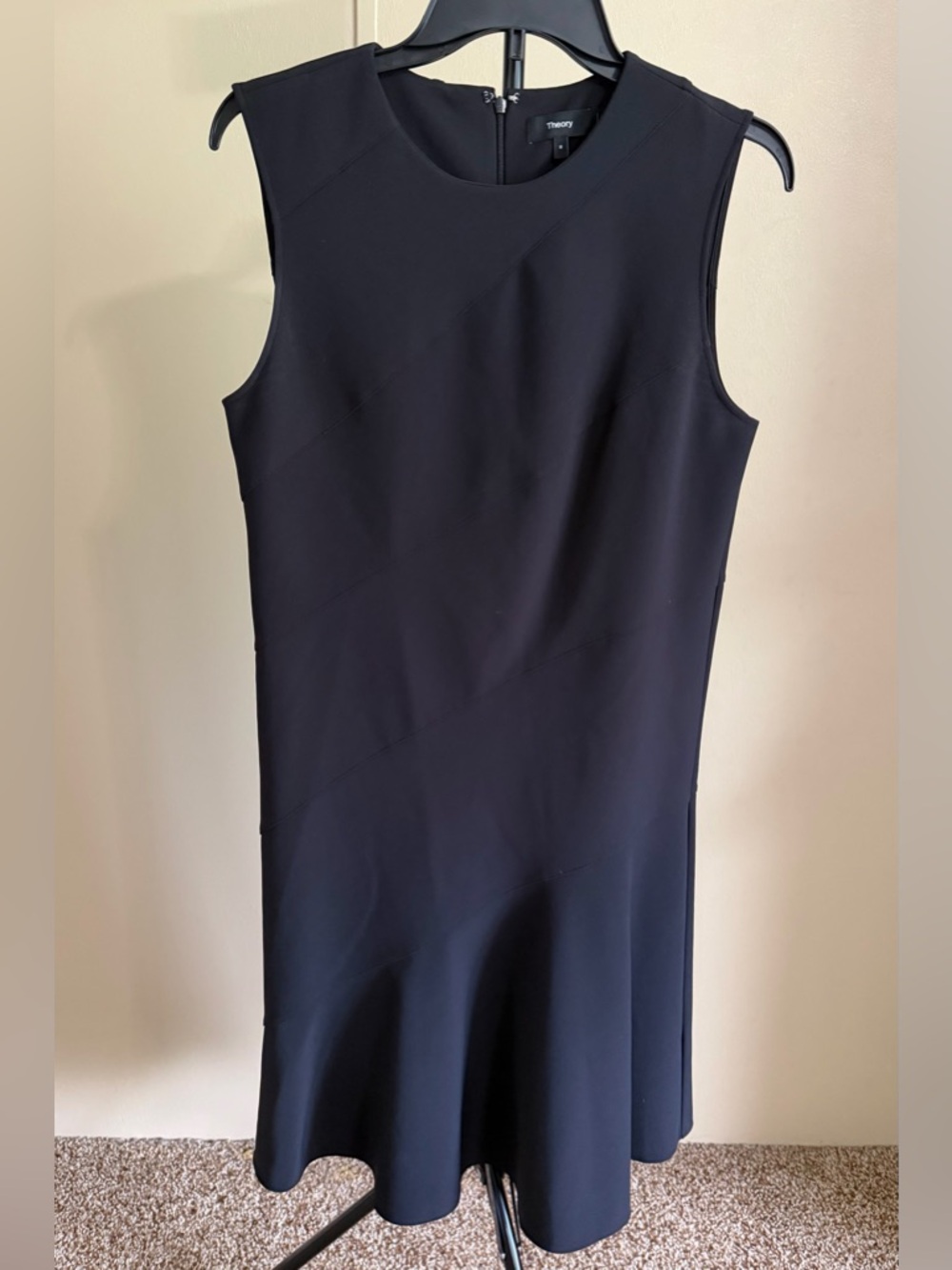 Theory Black Diagonal Precision Ponte Fit & Flare Graduation Dress Sz 8